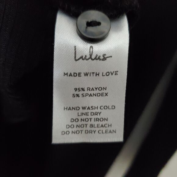 Lulus Size S Dress Ribbed Knit Black Long Sleeve Button Down Midi - Picture 6 of 7